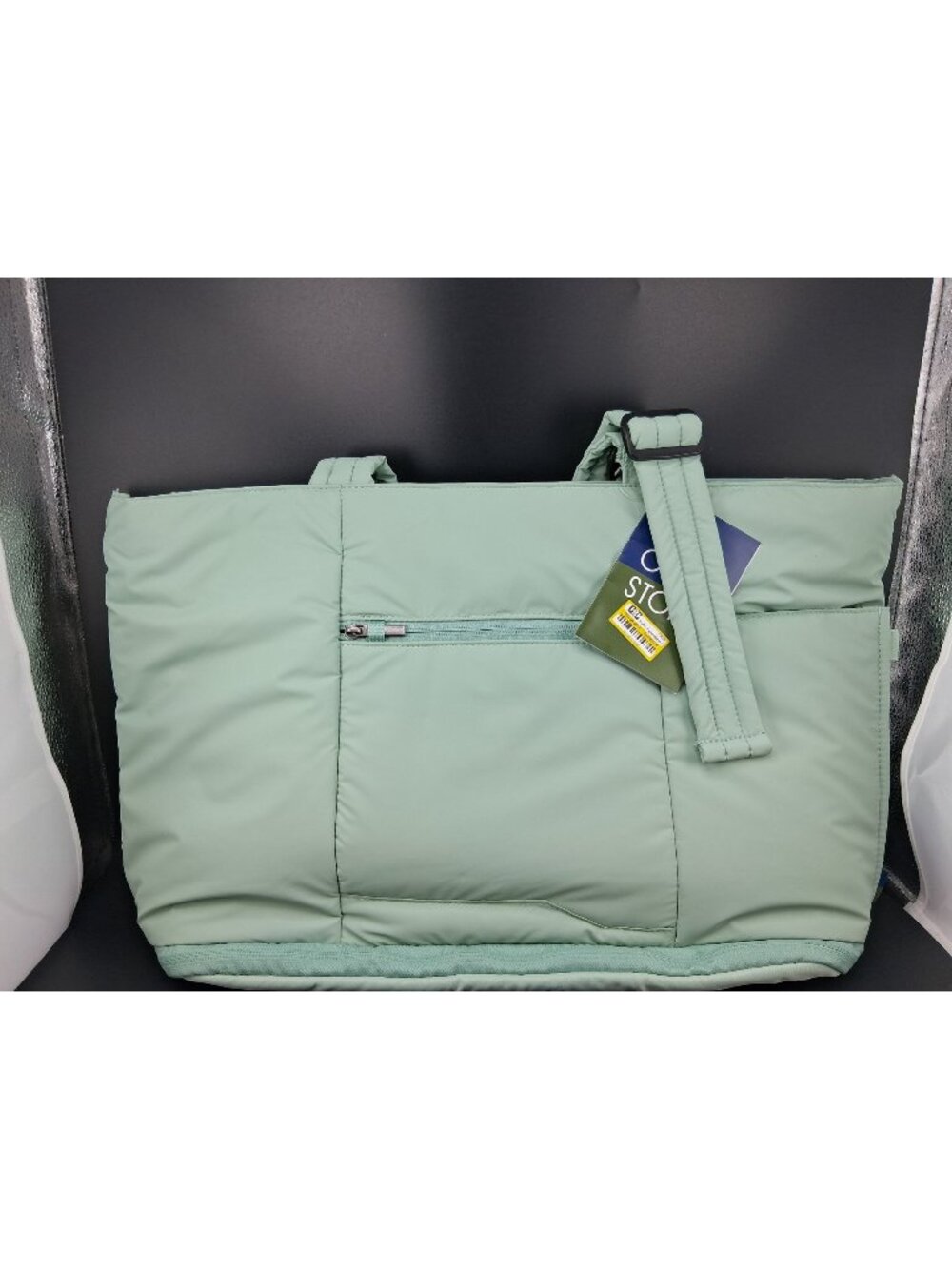 Open Story Expandable Puffer Weekender Bag Green Multi-Pocket Design